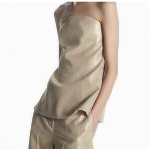 Elegant Gold Strapless Jumpsuit